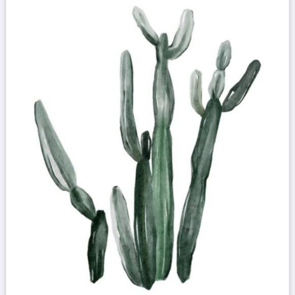 Modern minimalist watercolor cactus art print - Picture 2 of 2